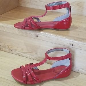 Cole Haan red patent leather sandals Nike air sole